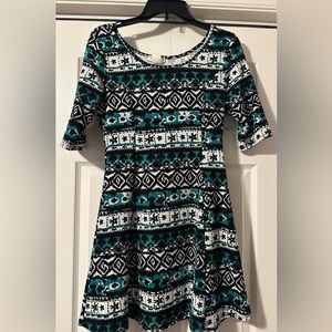 Black, White and Green Dress